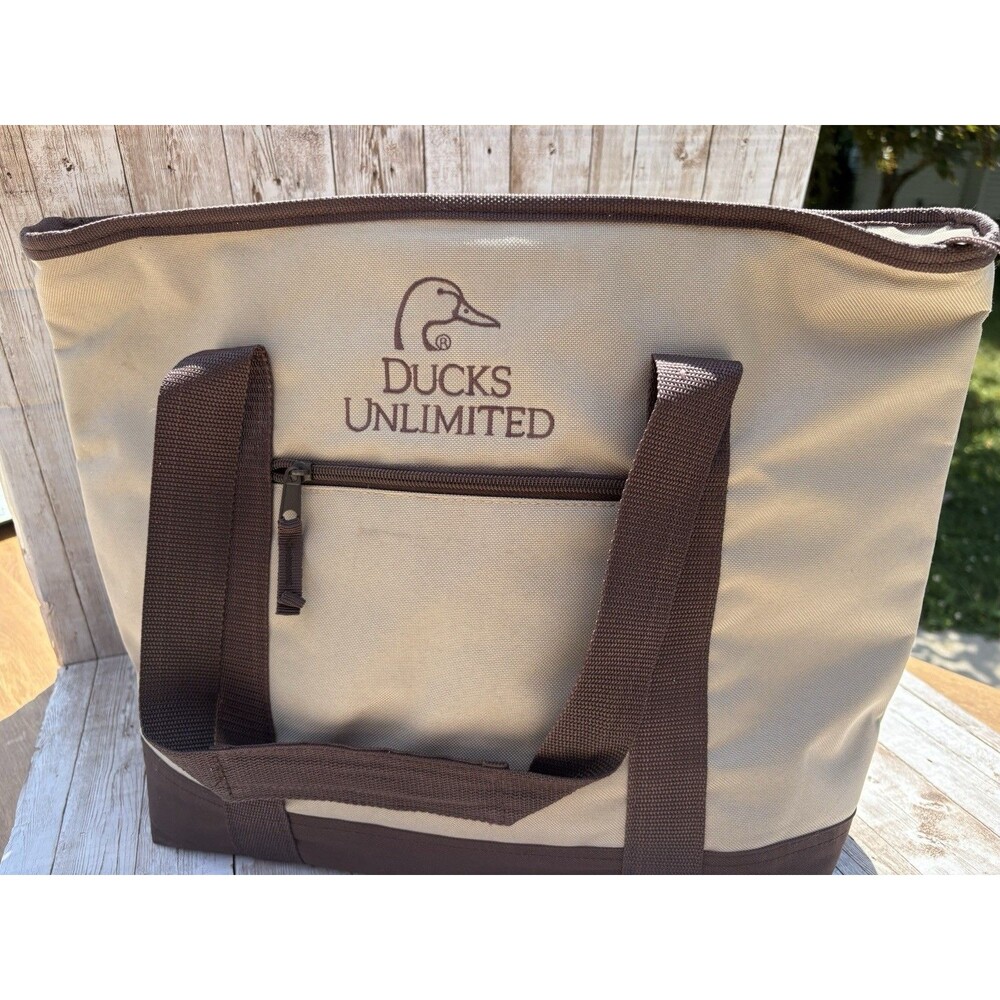 Ducks Unlimited Canvas Duffel Tote Bag + Duck Head Glass Cutting Board Lot
